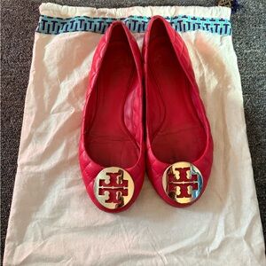 Tory Burch Coral Quilted Leather Ballet Flats Size 6/6.5